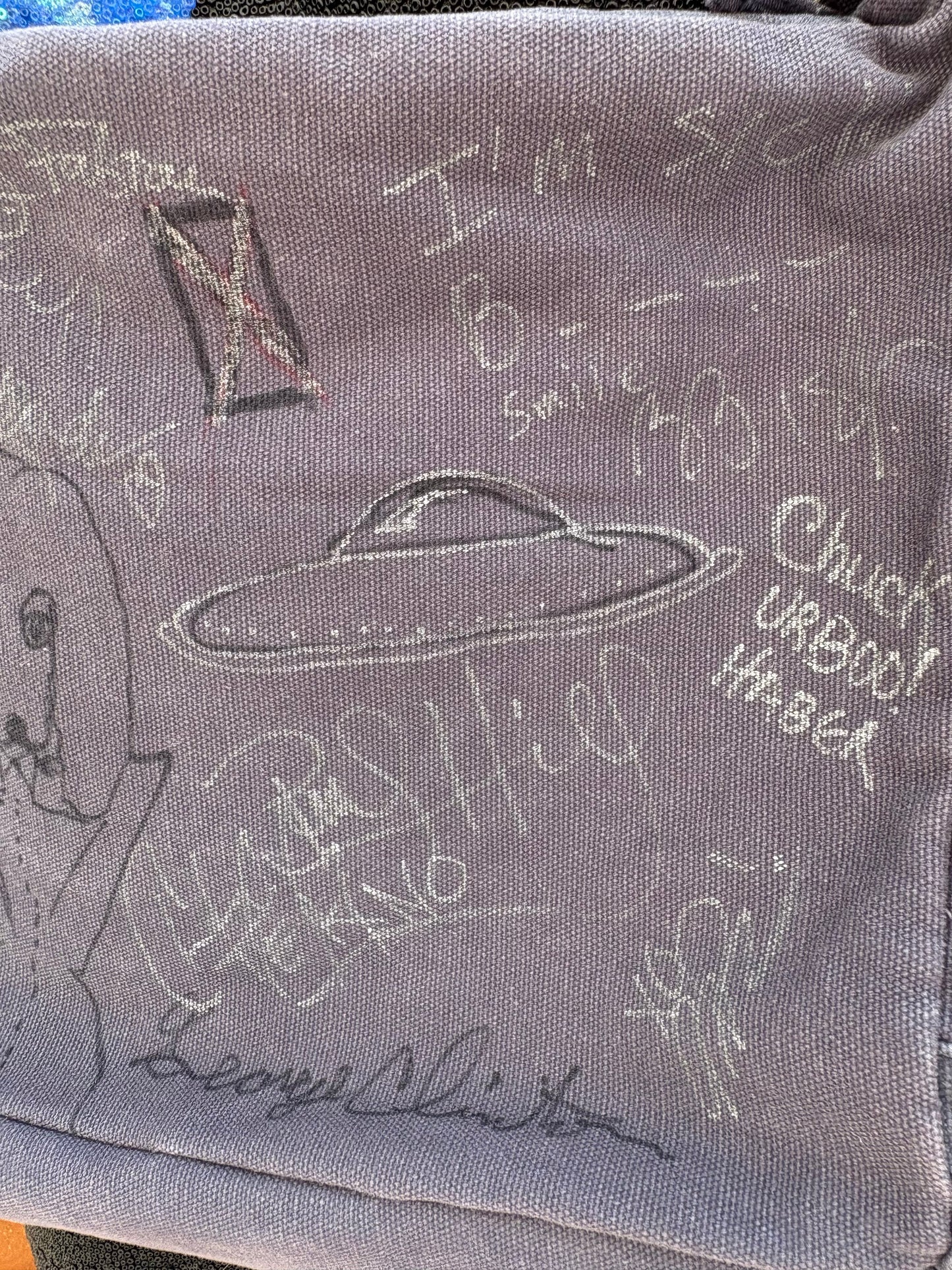ULTRA RARE George Clinton (signed & drawing) & P-Funk autographed Napster bag