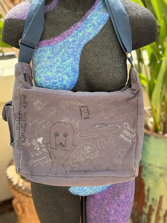 ULTRA RARE George Clinton (signed & drawing) & P-Funk autographed Napster bag